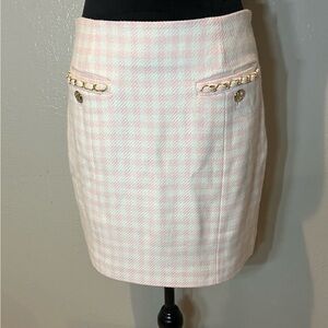 Guess Pink and White plaid Mini Pencil Skirt for Work